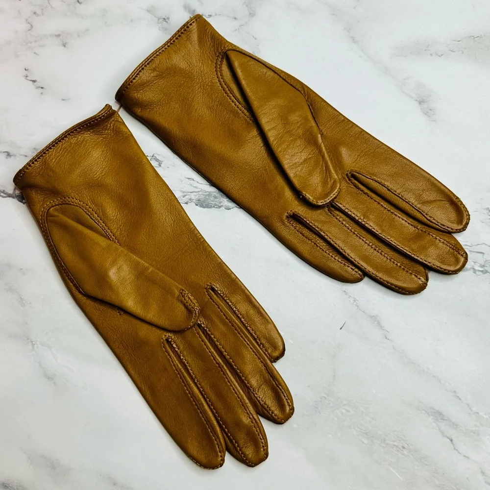 NEW! Seymoure Camel Italian Leather Original Washable Driver Gloves